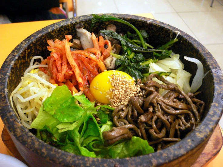 Bibimbap with lots of fresh herbs and vegetables is a healthy choice - see the calorie count for Bibimap compared with other dishes here