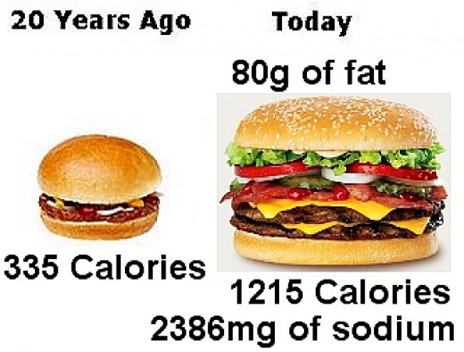 One major problem is how portion and meal sizes have increased so dramatically over the last 20 years